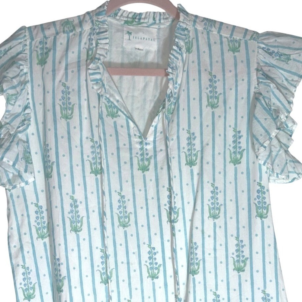 Islapayal femiine ruffle detail 100% Cotton Dress sz LG - Picture 3 of 7